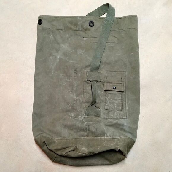 US Army Other - Vintage US Army Top Load Duffel Bag Large Olive Green Duck Canvas Military OD